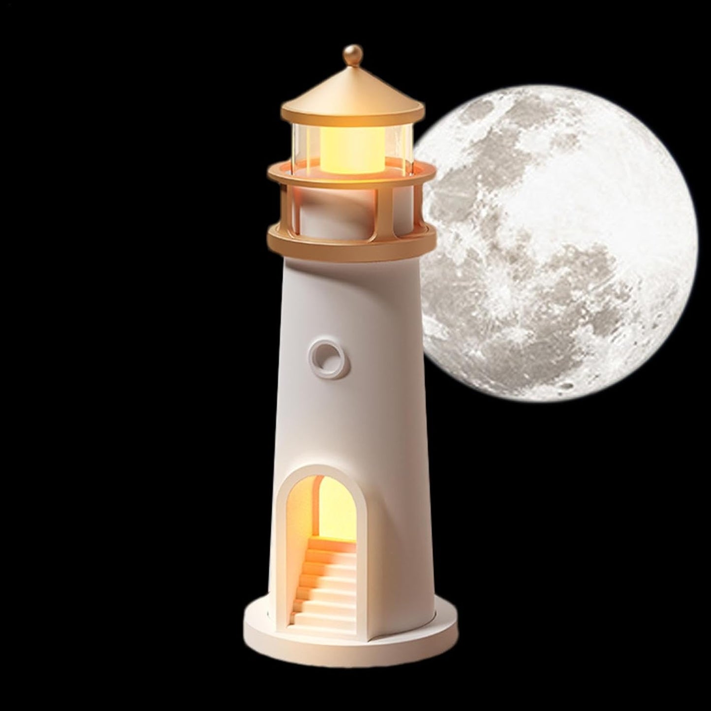 Veilleuse Phares | Lampe De Table À Projection De Lune | Lampe Phare Sans Fil Unique | Lumière D'Ambiance Rechargeable Pour Chambre D'Enfant, Décoration De Chambre À Coucher