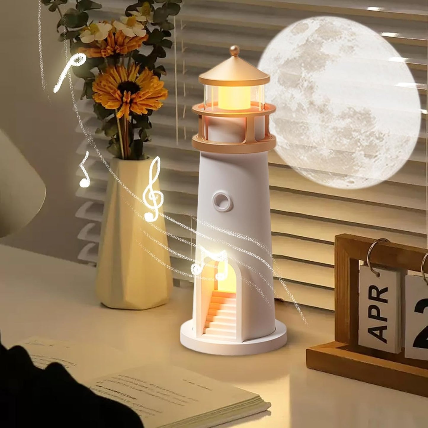 Veilleuse Phares | Lampe De Table À Projection De Lune | Lampe Phare Sans Fil Unique | Lumière D'Ambiance Rechargeable Pour Chambre D'Enfant, Décoration De Chambre À Coucher