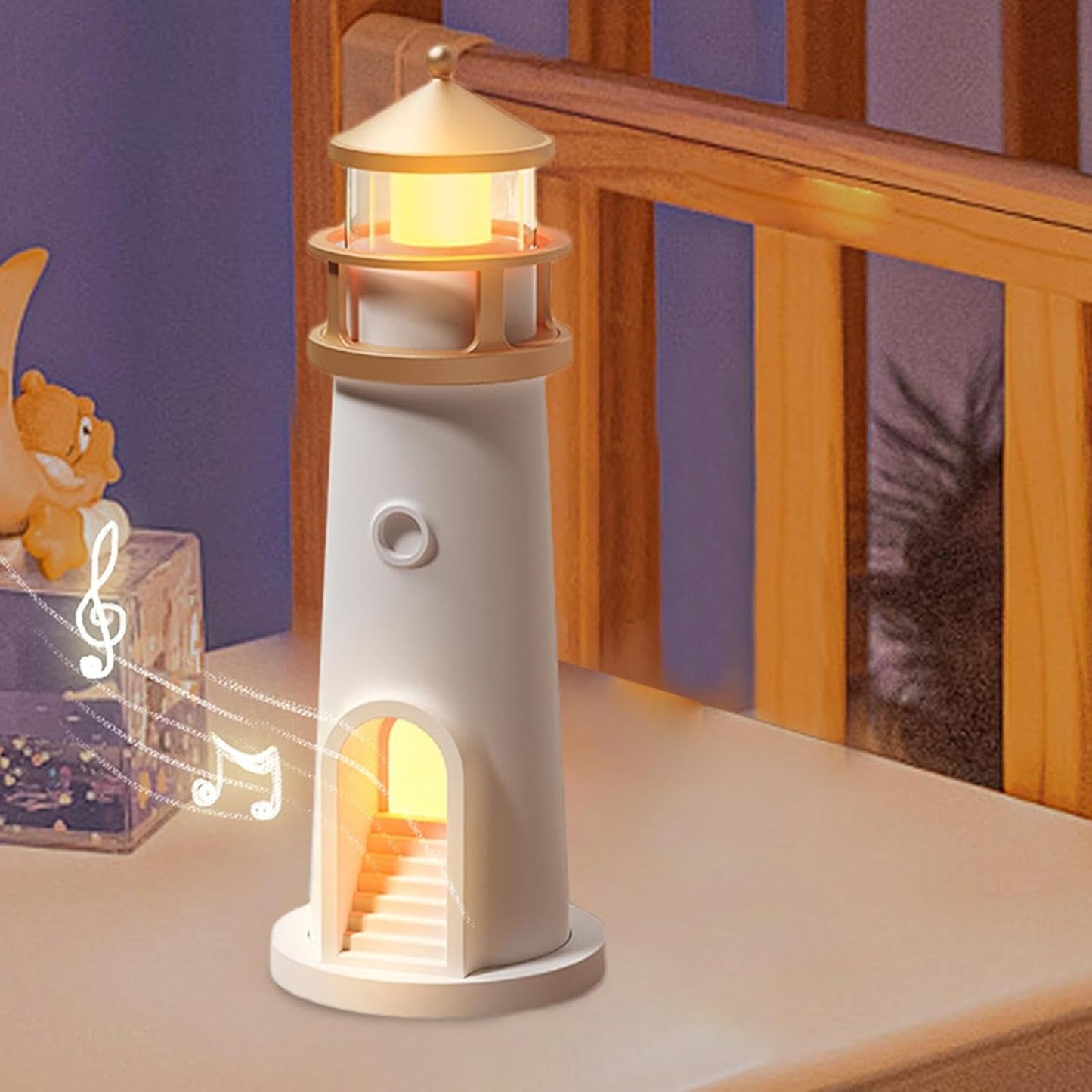 Veilleuse Phares | Lampe De Table À Projection De Lune | Lampe Phare Sans Fil Unique | Lumière D'Ambiance Rechargeable Pour Chambre D'Enfant, Décoration De Chambre À Coucher