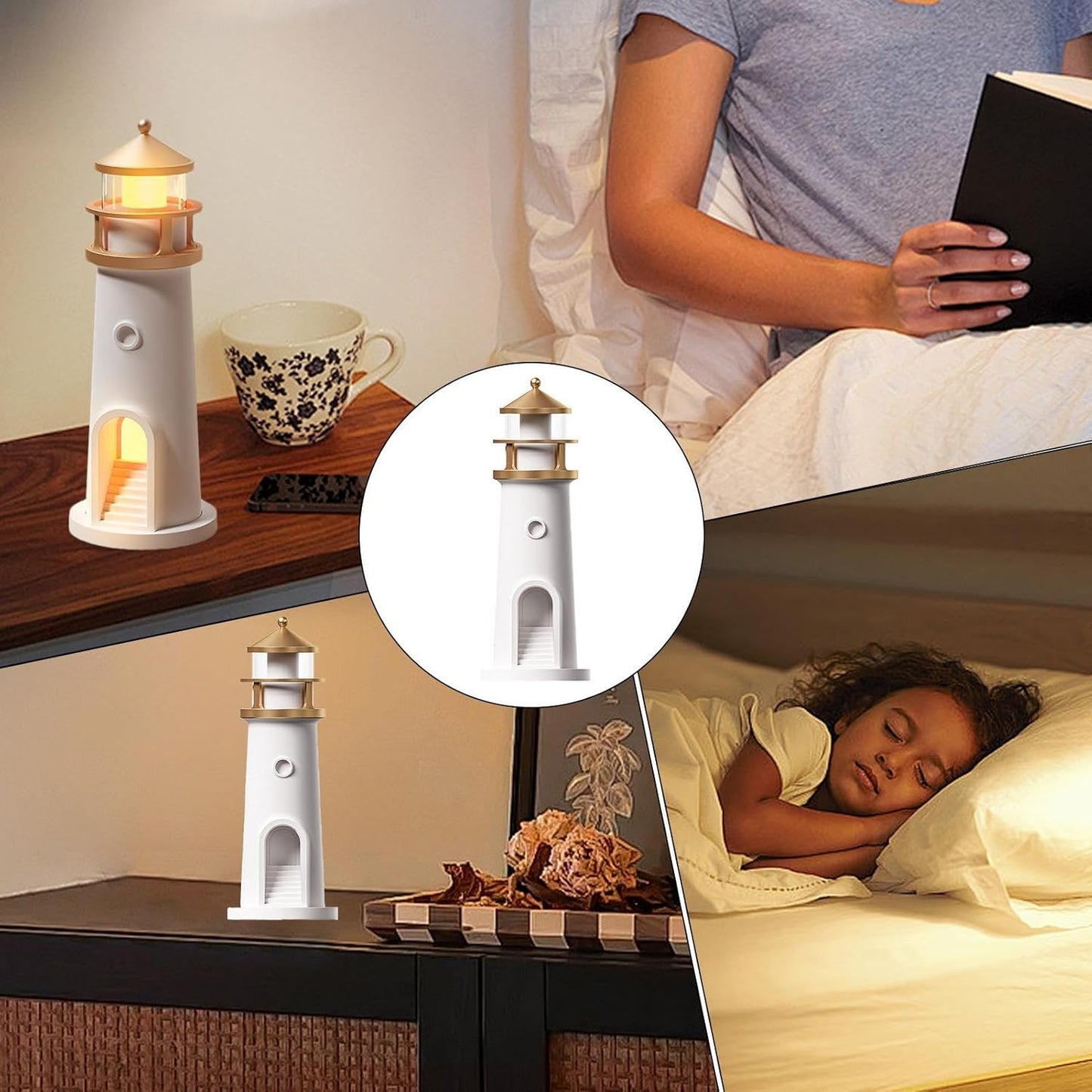 Veilleuse Phares | Lampe De Table À Projection De Lune | Lampe Phare Sans Fil Unique | Lumière D'Ambiance Rechargeable Pour Chambre D'Enfant, Décoration De Chambre À Coucher